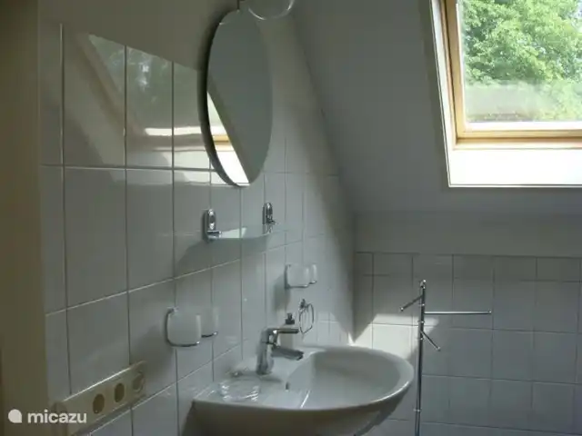 El Broekhof en Países Bajos, Güeldres, Klarenbeek - casa vacacional Amplio baño arriba, lavabo
(inodoro y ducha no visibles)