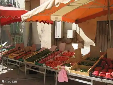 One of the stalls on the super big weekly market on Tuesdays in Saint Ambroix.
