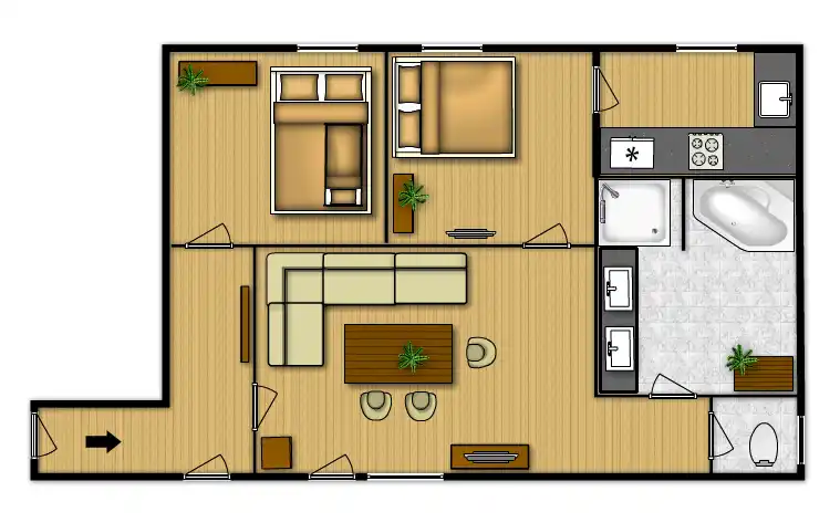 Appartement landhaus kitzblick, apt. sonnenalm in kaprun ... Indeling woonkamer plattegrond