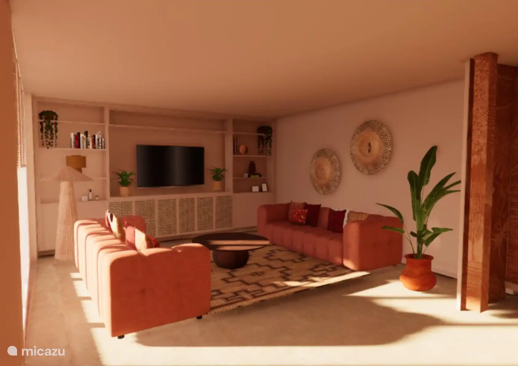 Woonkamer met eethoek

Impressie van de ruime, lichte woonkamer met comfortabele zithoek en grote eettafel. Alle ruimte om samen te eten, ontspannen en genieten.