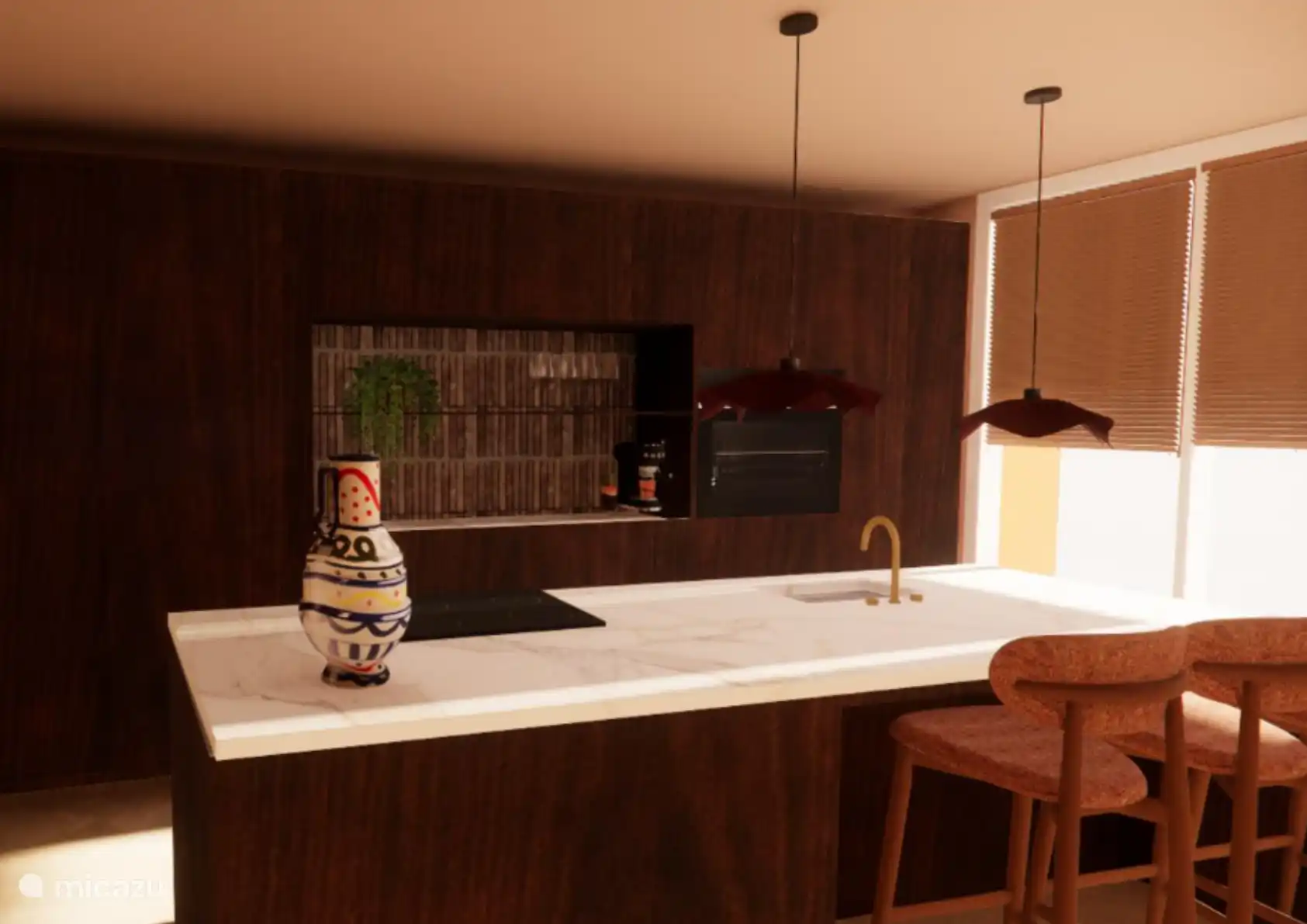 Keuken

Impressie van de moderne open keuken met royaal kookeiland en gezellige zitplaatsen. Ideaal om samen te koken en bij te praten.