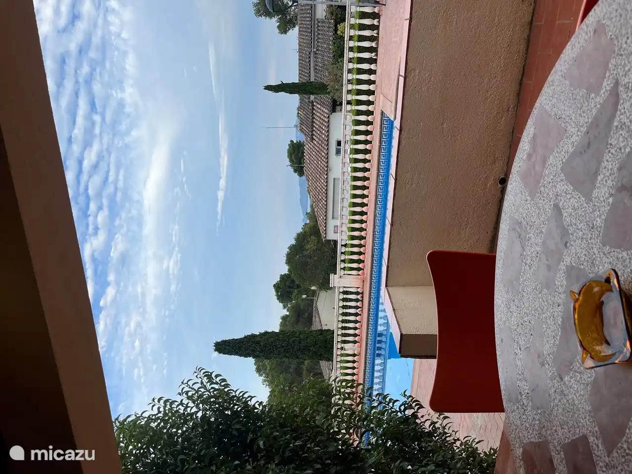 View from the terrace towards the sea and Begur.