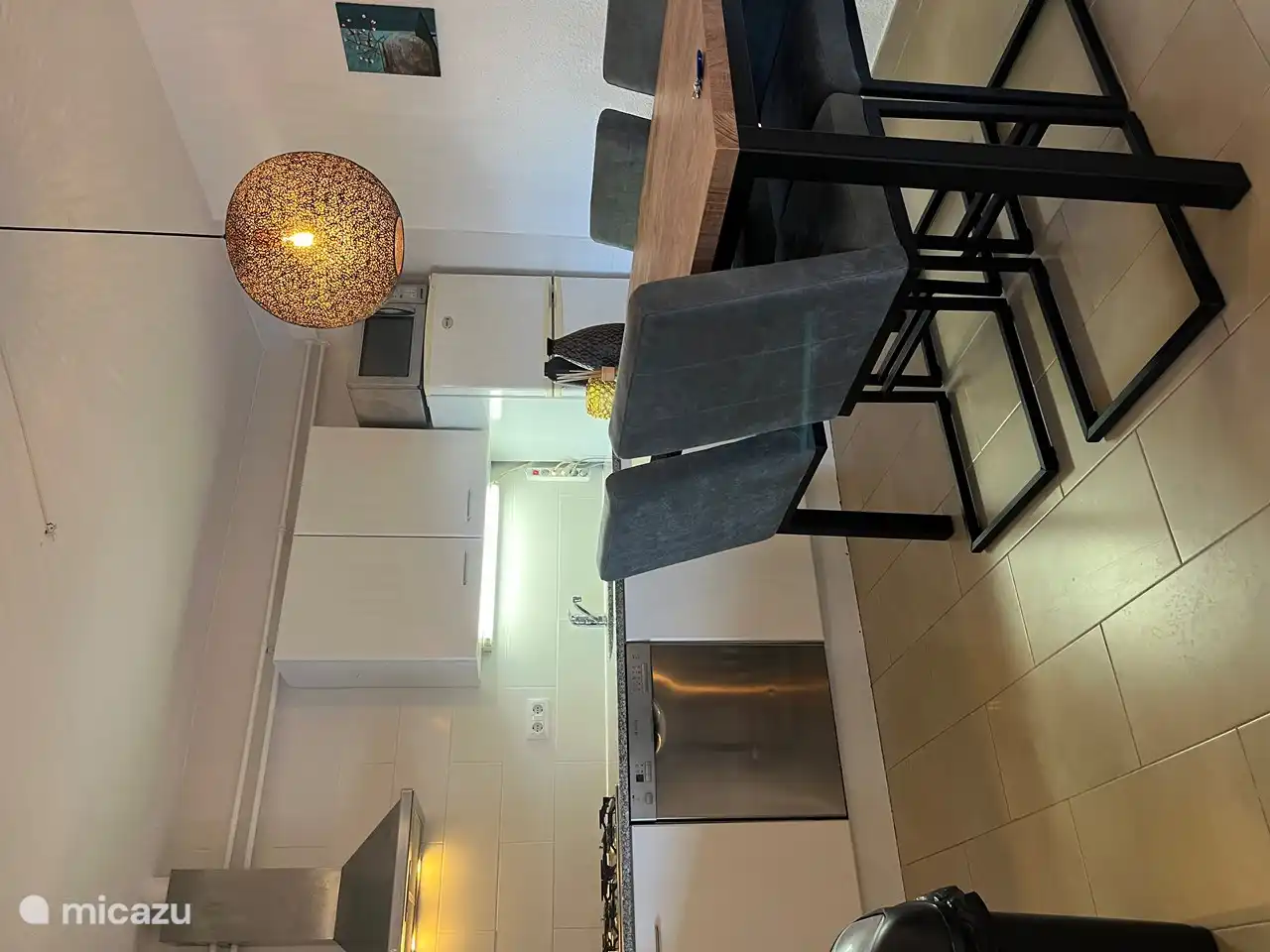 The kitchen with dining area.