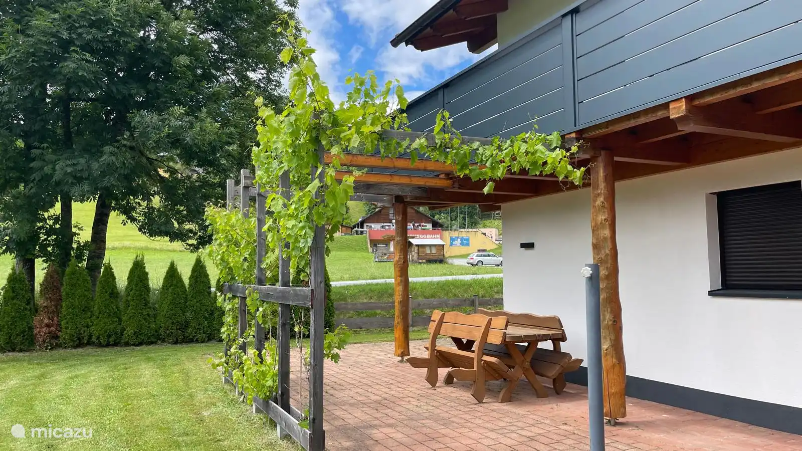 Large terrace with garden