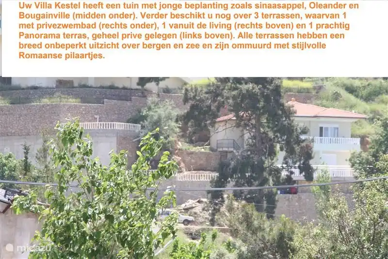 Vista frontal con descripción de la terraza