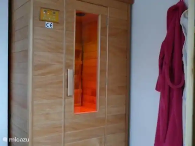 Appelscha 'De Griene Romte' en Países Bajos, Frise, Appelscha - casa vacacional ¡Bienestar! Después de un día al aire libre, relájese con música relajante en la sauna de infrarrojos de la casa.