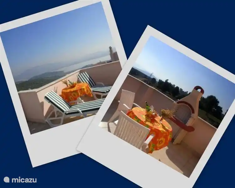 Dachterrasse mit Speisekammer und eingebautem Grill.