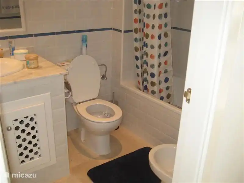 La salle de bain 1 a une baignoire, des toilettes, un bidet et des meubles de bain. Également équipé d'un radiateur à 3 positions pour la période hivernale.