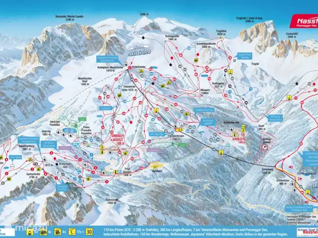Alpenruhe | Autriche, Carinthie, Kötschach-Mauthen - maison de vacances Carte des pistes de Nassfeld à environ 30 minutes de la maison Alpenruhe jusqu’aux pistes. Bien sûr, vous pouvez aussi y aller en bus, puis vous descendez à la gondole.
Voir www.nassfeld.at pour plus d’informations