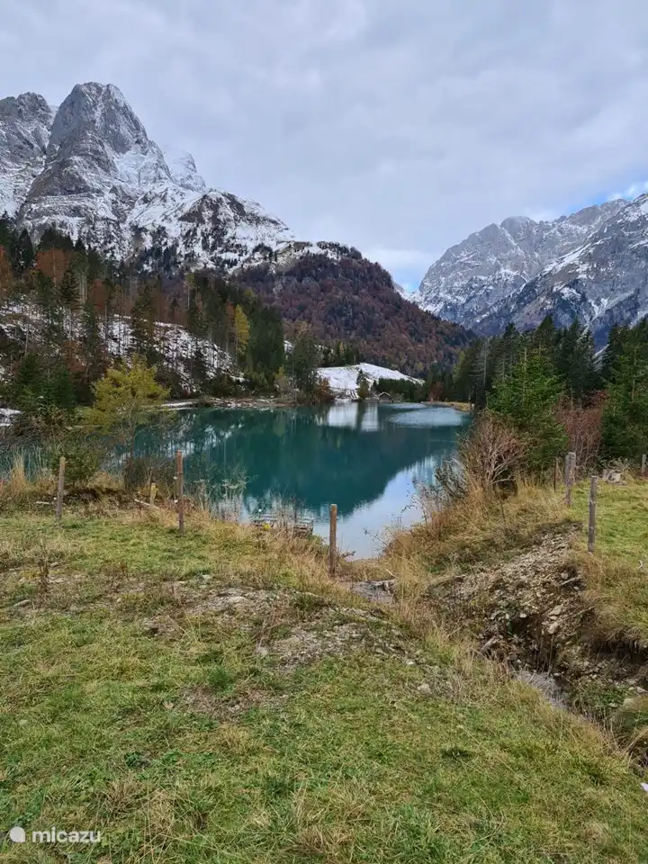 Grünsee in autumn is almost at the top of the Plöckenpass 
