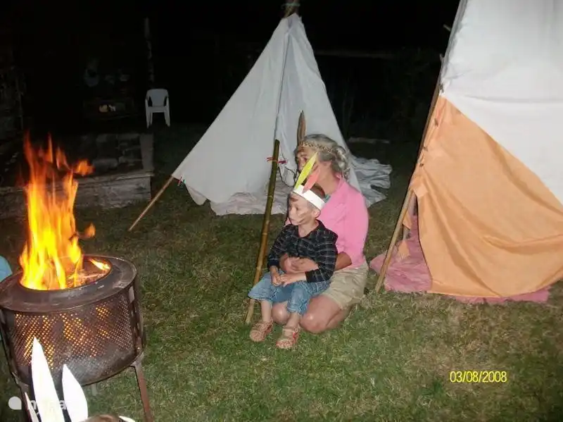 Camp fire in the Indian camp