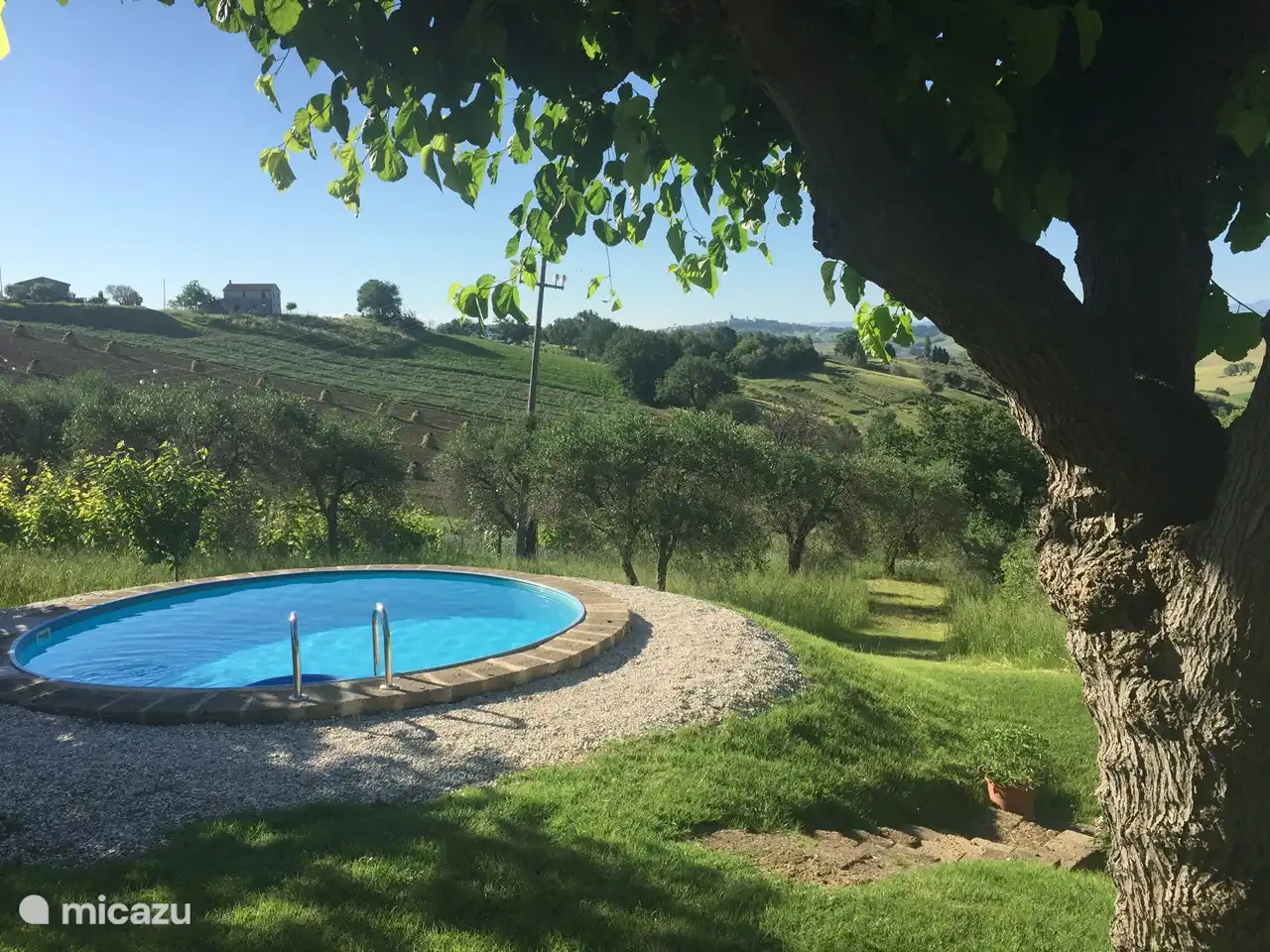 Swim or float on an air mattress. Musing about the view and the distances.