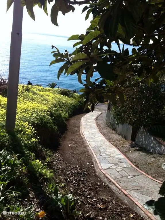 Chemin de la villa au parking privé.