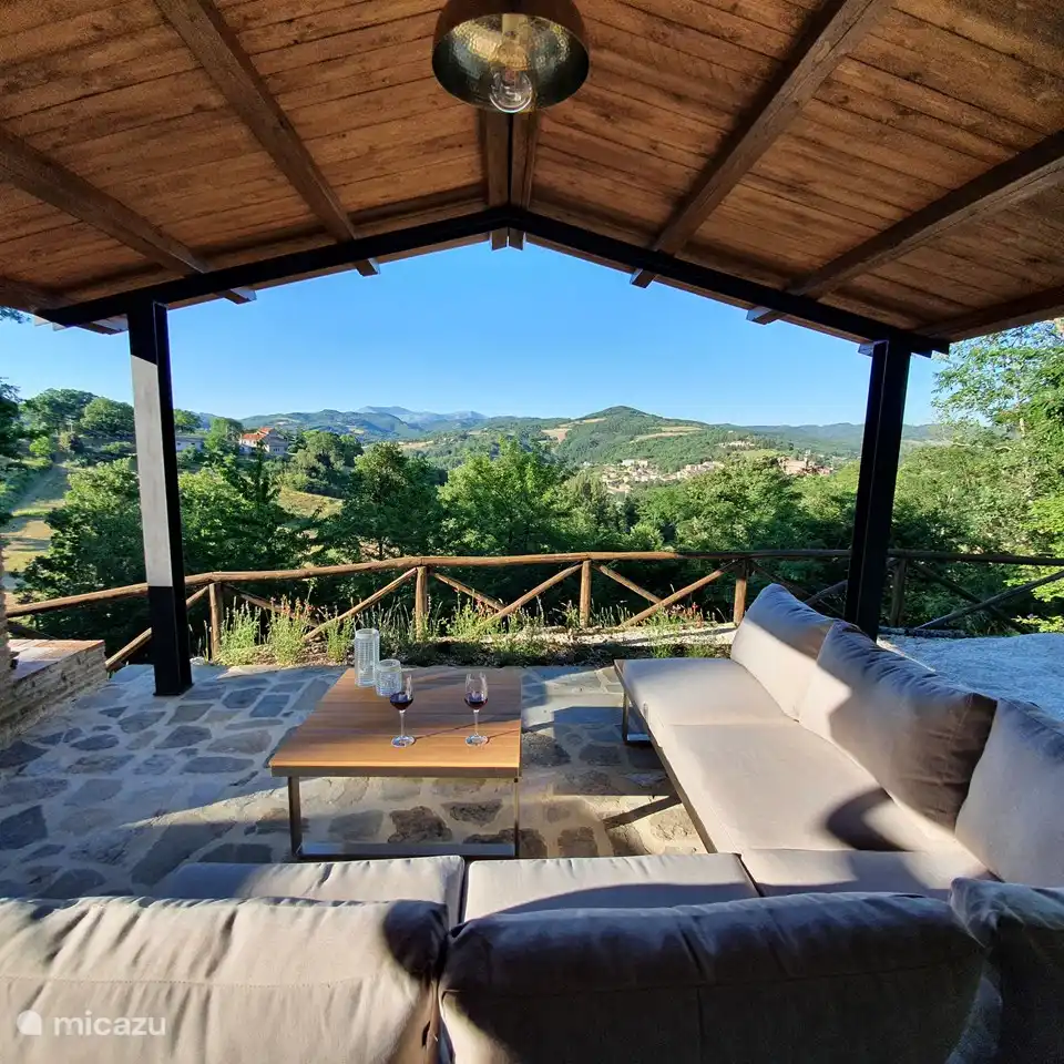 Covered terrace with lounge set