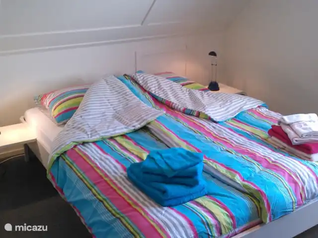 Pas de stress | Pays-Bas, Frise, Sint Nicolaasga - maison de vacances Chambre des maîtres avec lavabo côté eau.