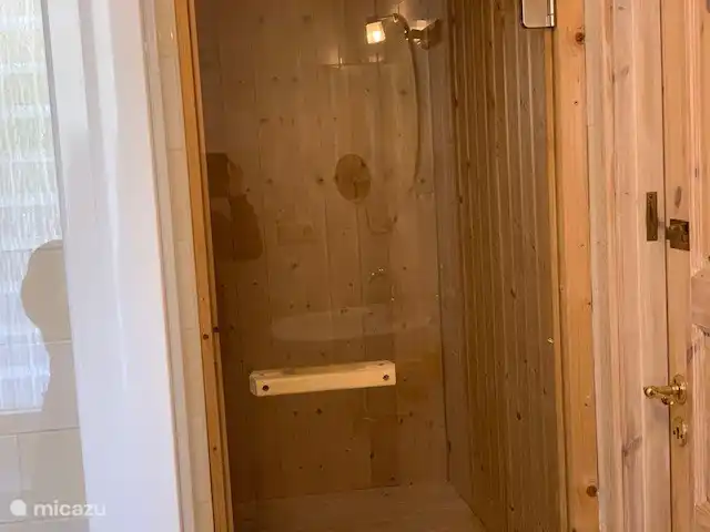 Sauna im Badezimmer im Erdgeschoss.